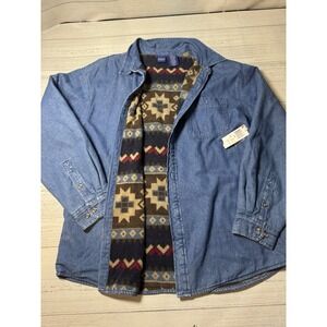 Basic Editions Denim Jacket XL Western Blanket Lined Quilt Shaket Chore NEW